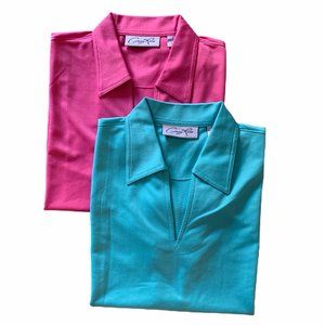 Lot of 2 Cindy Reid Short Sleeve Golf Shirts Sz Lg